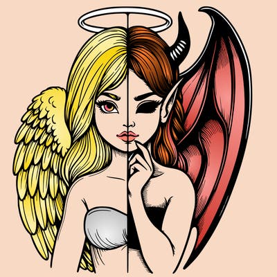 realistic angel half demon