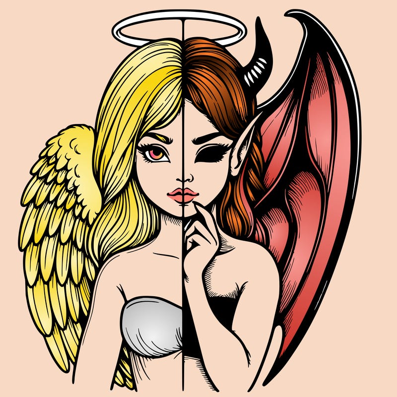 realistic angel half demon