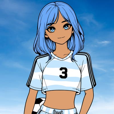 realistic girl wearing soccer jersey