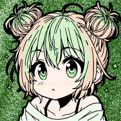 a manga girl with messy small buns