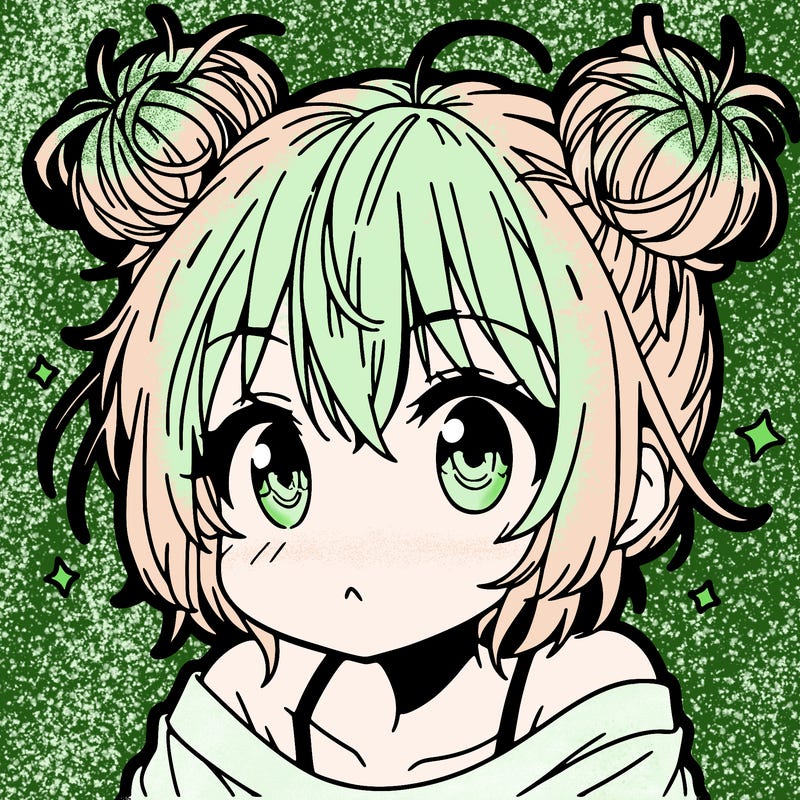 a manga girl with messy small buns