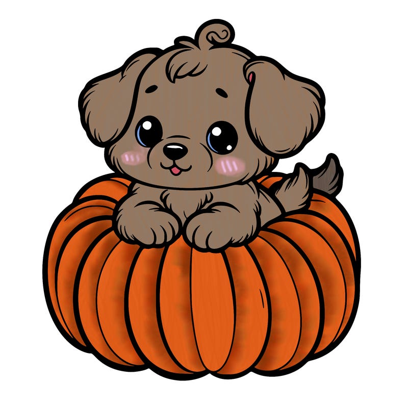 cute little puppy in a pumpkin