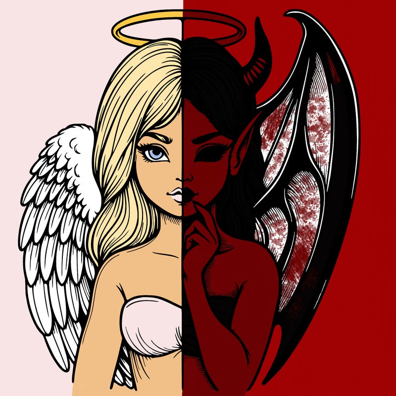 realistic angel half demon