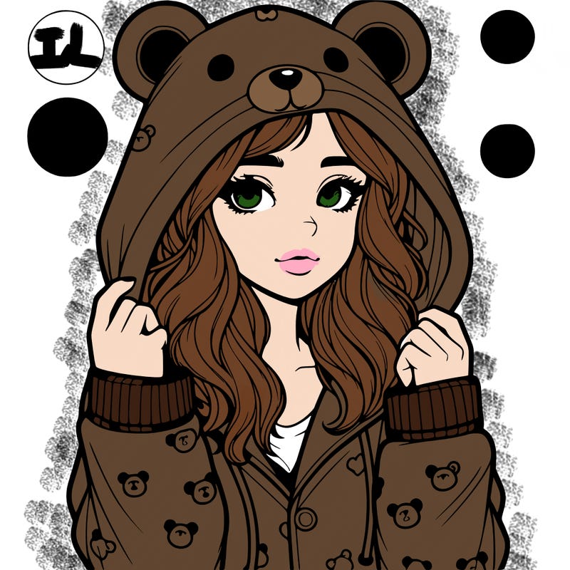 realistic girl in a animal pjs hoodie