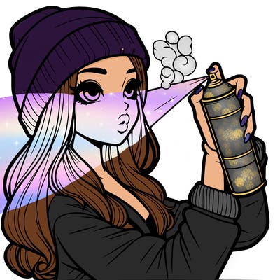 realistic girl spray painting