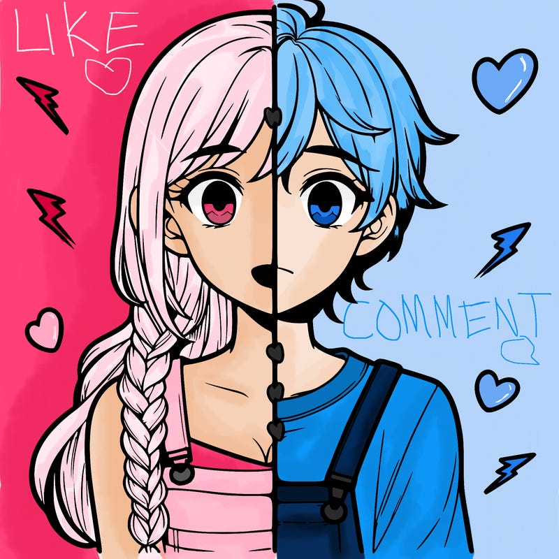 realistic girl boy split