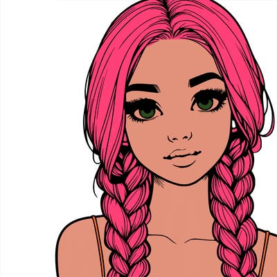 realistic girl with braids