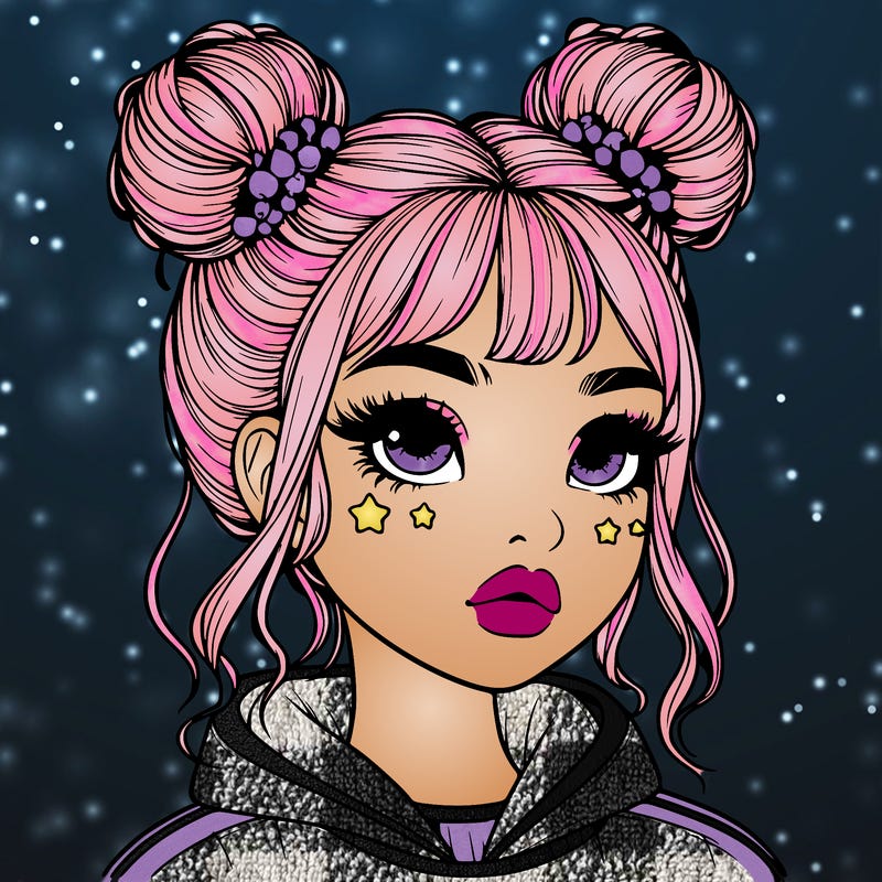 realistic girl with space buns
