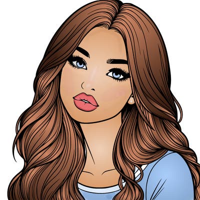 realistic girl with hair on her hair and lips