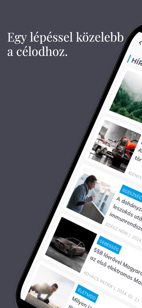 Igényesférfi.hu Online Magazin - 자동차, 건강, 라이프스타일에 관한 기사를 보여주는 Igényesférfi 모바일 앱 스크린샷.
