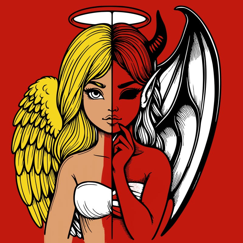 realistic angel half demon