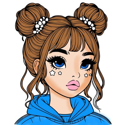 realistic girl with space buns