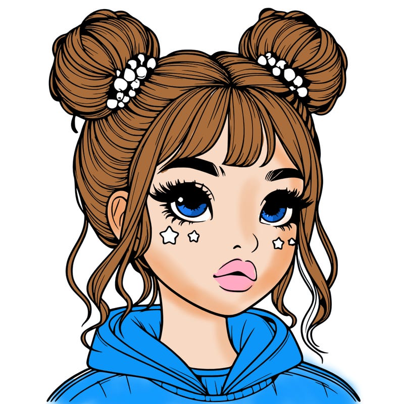 realistic girl with space buns