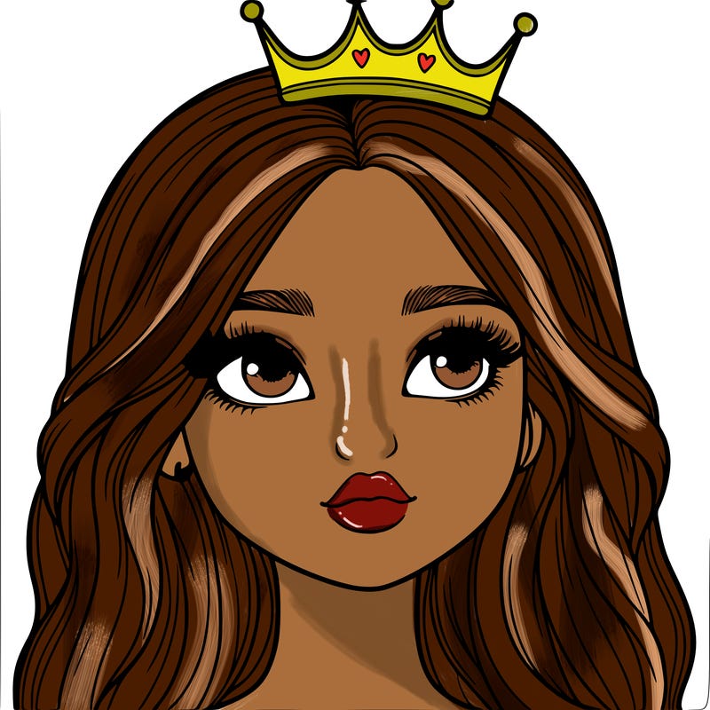 a realistic girl with a crown on