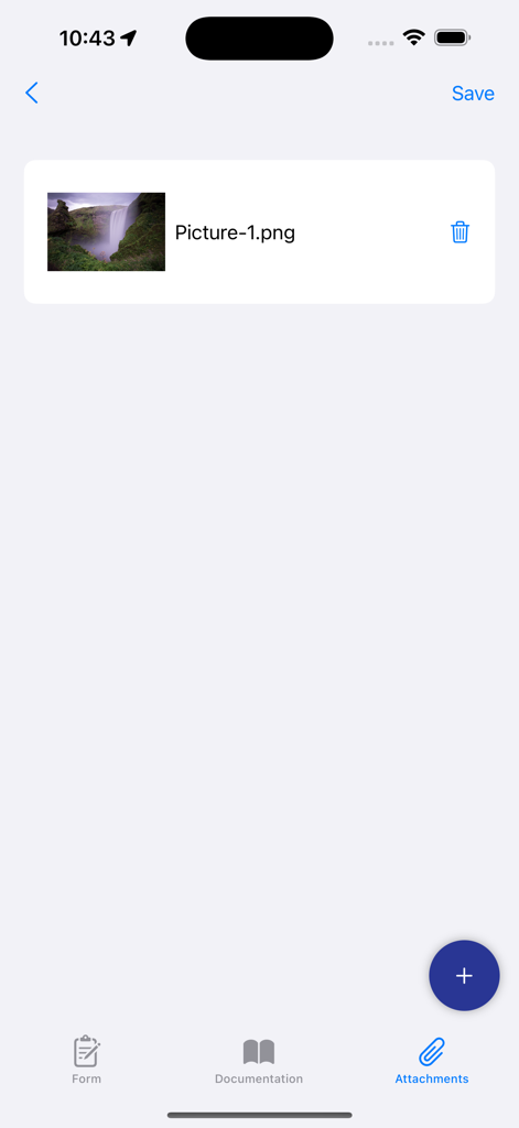 Rasters Navigation - Rasters Navigation attachments screen showing an uploaded photo for incident reporting