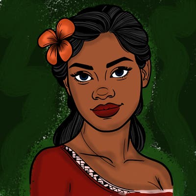 a realistic polynesian woman with a samoan pacific look and a taupou