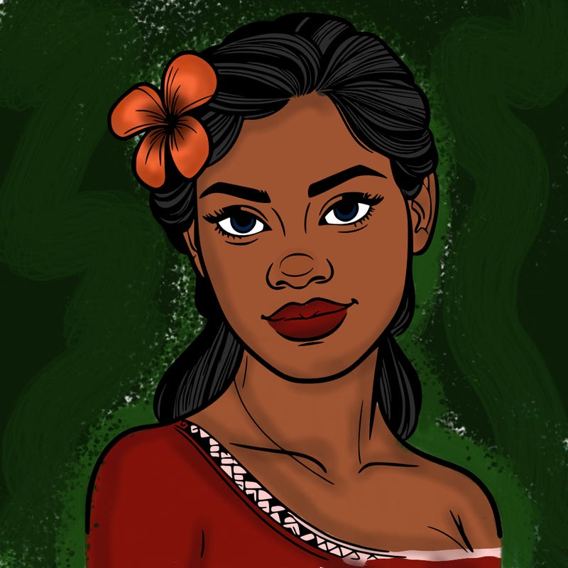 a realistic polynesian woman with a samoan pacific look and a taupou