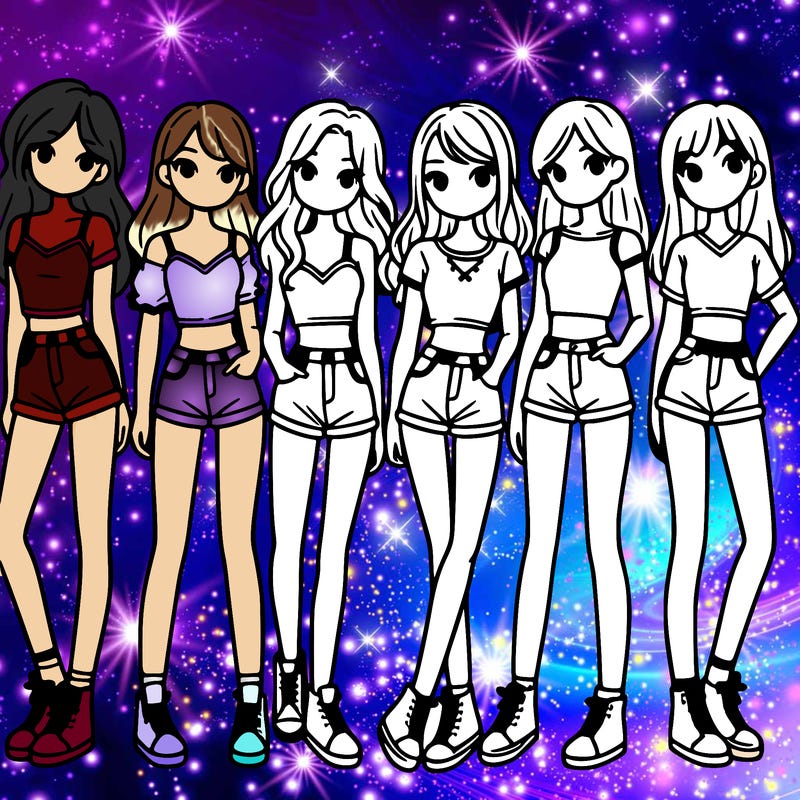 a group of girls wearing crop tops and shorts