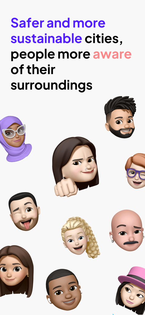 Hoople - A group of diverse avatars illustrating a community focused on building safer and more sustainable cities.