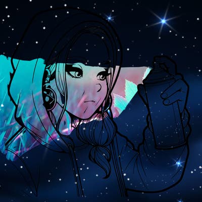 a realistic girl, spray painting