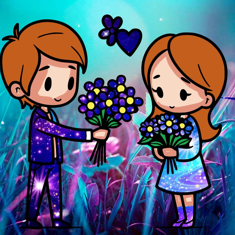 guy giving flowers to girl