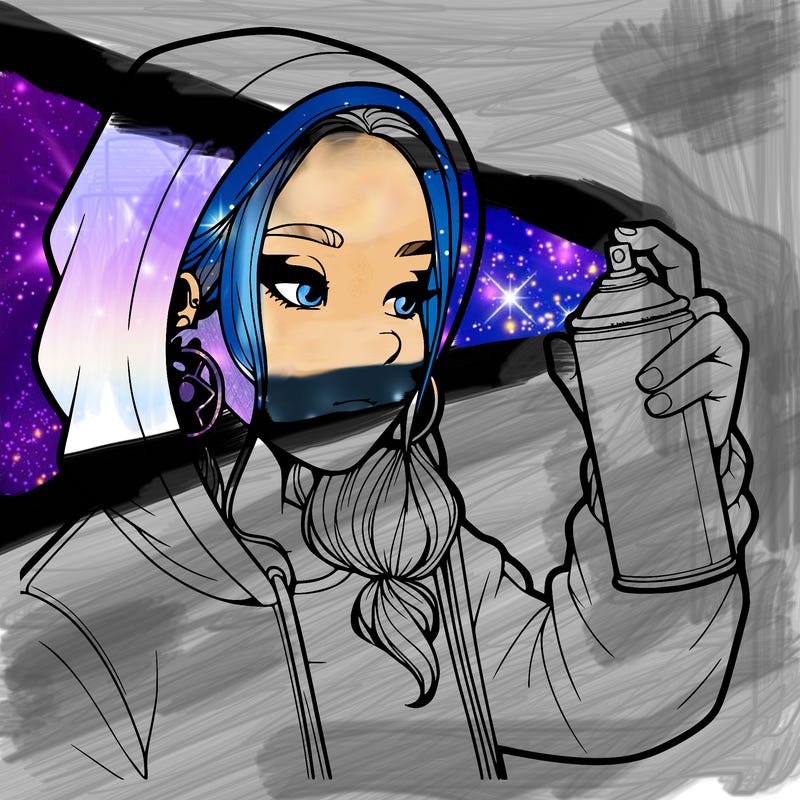 a realistic girl, spray painting