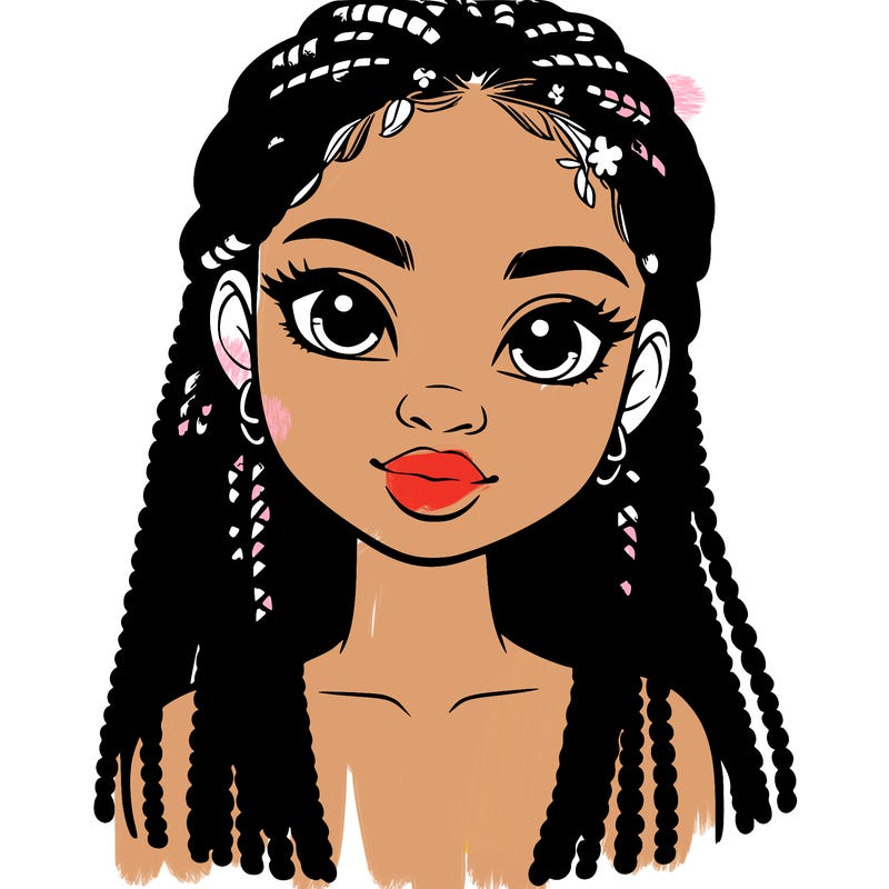 a realistic black girl with braids