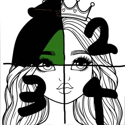 a realistic girl with a crown on