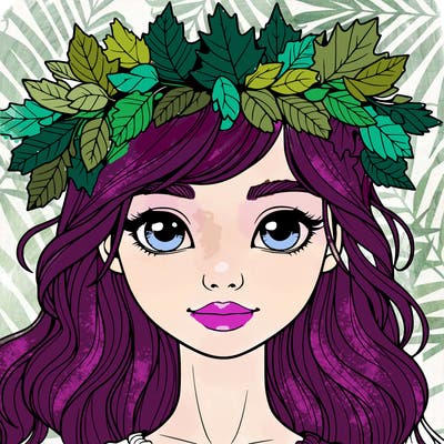 realistic girl with fall leaf crown