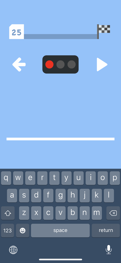 Type Flash - typing game - Interface of Type Flash typing game featuring a progress bar and keyboard on a blue background.