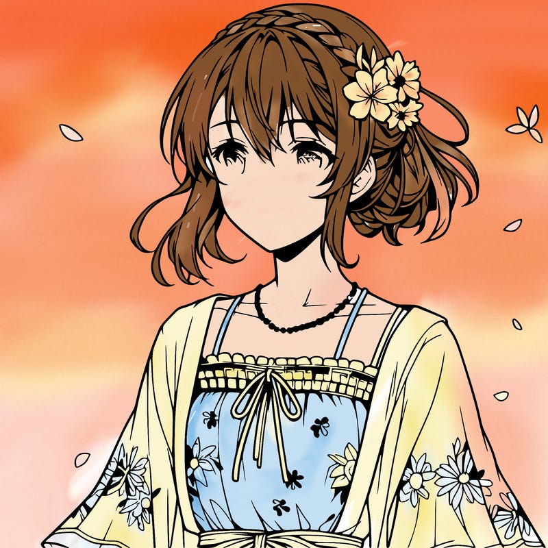 realistic anime girl in a summer outfit