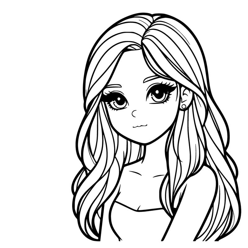 realistik girl with long hair