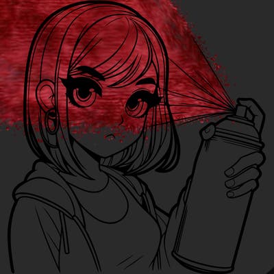 a realistic girl spray, painting
