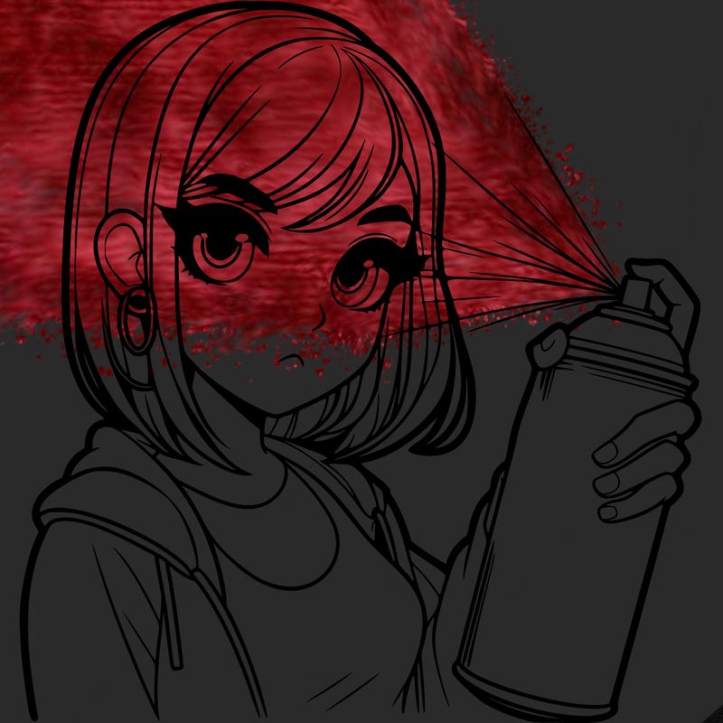 a realistic girl spray, painting