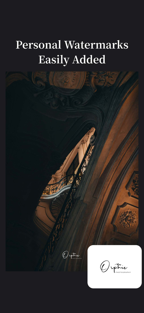 A professional architectural photo with a custom Orphic Photography watermark added through the PhotoBy app