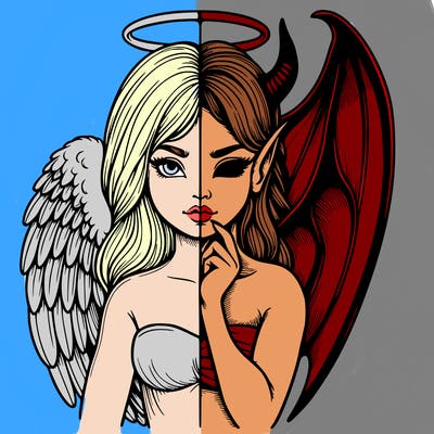 realistic angel half demon