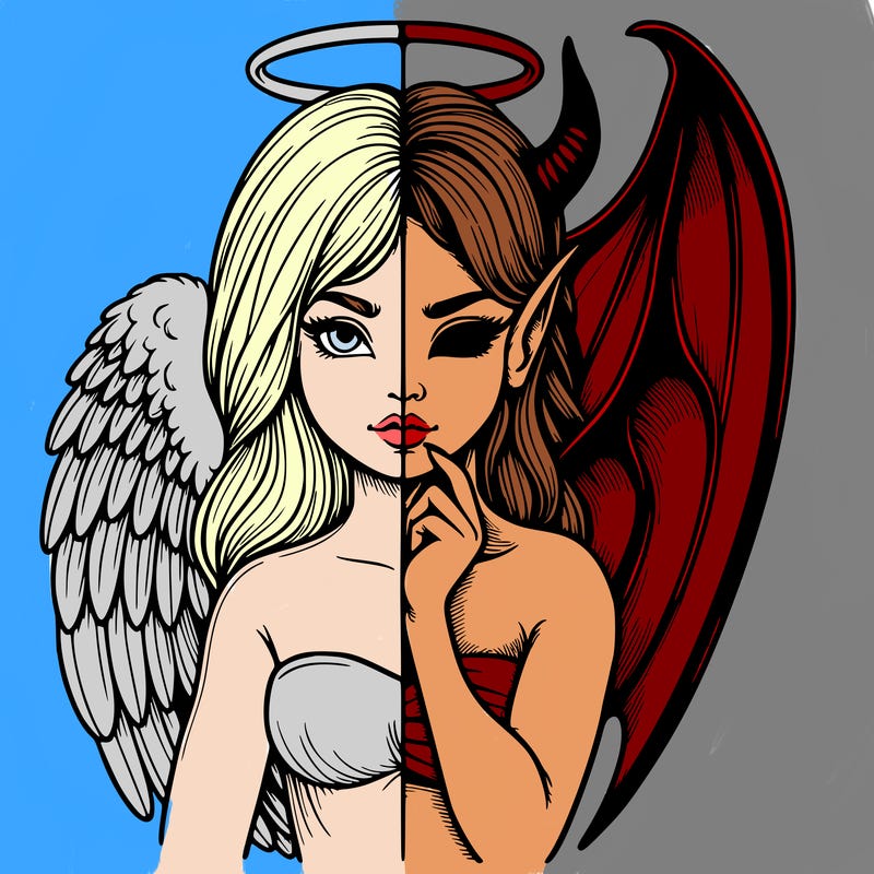 realistic angel half demon