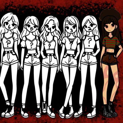 a group of girls wearing crop tops and shorts