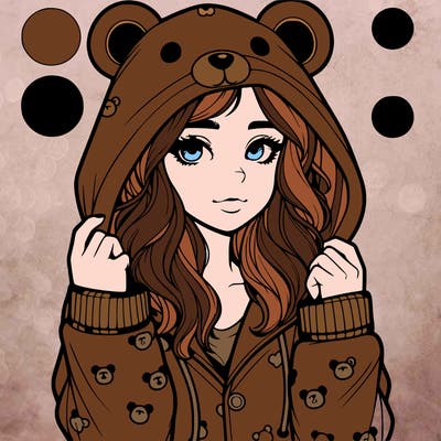 realistic girl in a animal pjs hoodie