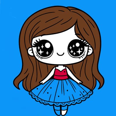 a girl in a dress with sparkly eyes