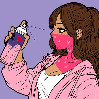a realistic girl spray, painting