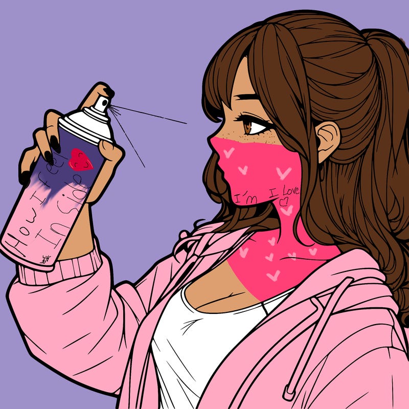 a realistic girl spray, painting