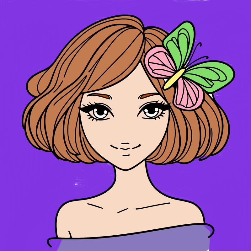 woman with butterfly short hair