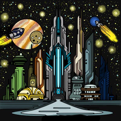 futuristic city%2c very thin lines