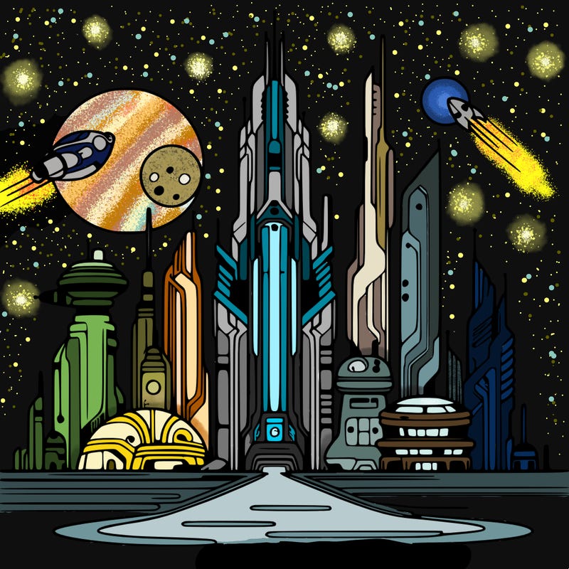 futuristic city%2c very thin lines