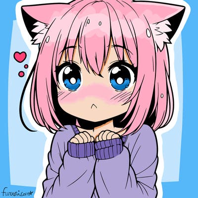 shy anime catgirl