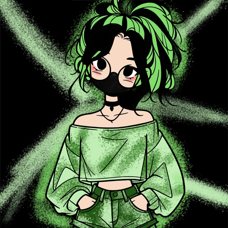 girl with a messy ponytail glasses a baggy crop top and jean shorts