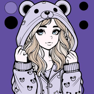 realistic girl in a animal pjs hoodie