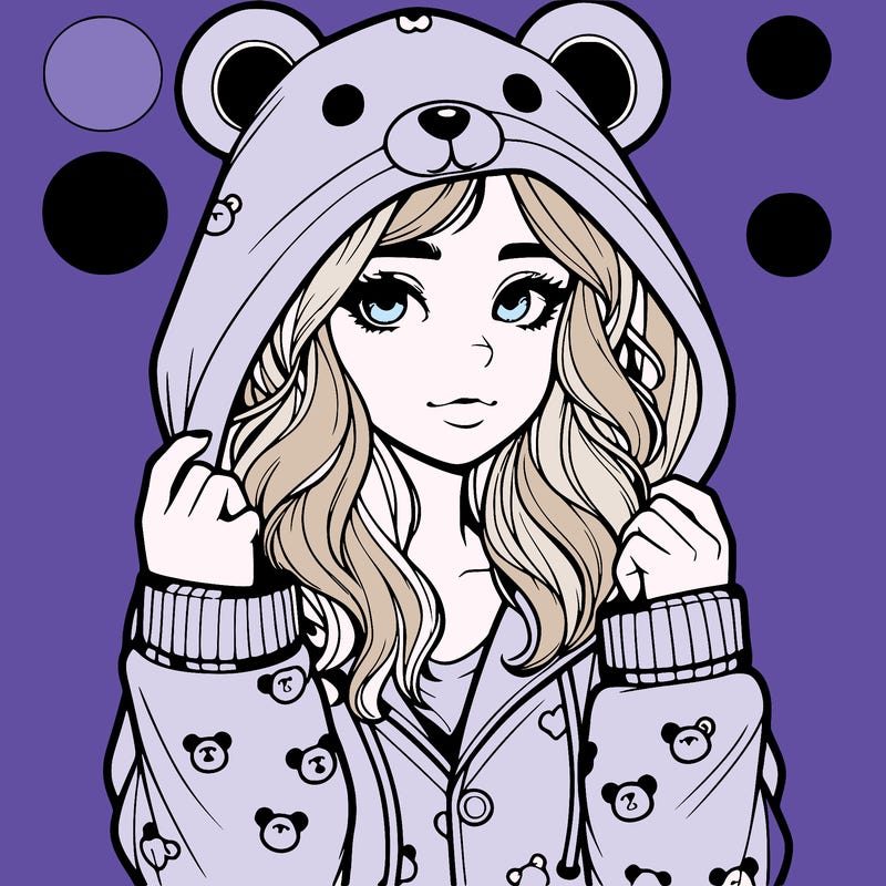 realistic girl in a animal pjs hoodie