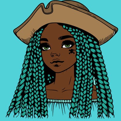 realistic girl with box braids and i realistic pirate hat